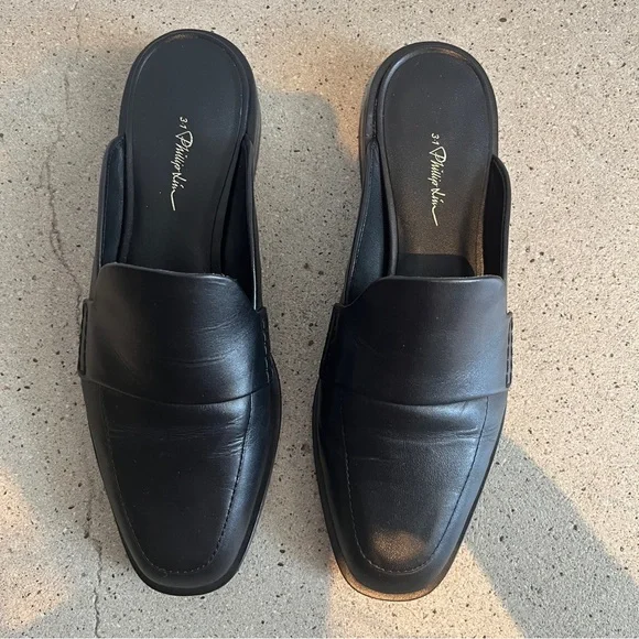 3.1 Phillip Lim Alexa Flat Mules in Black Leather - Picture 4 of 12